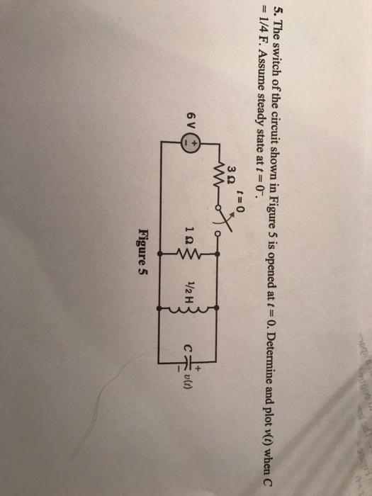 Solved 5. The switch of the circuit shown in Figure 5 is | Chegg.com