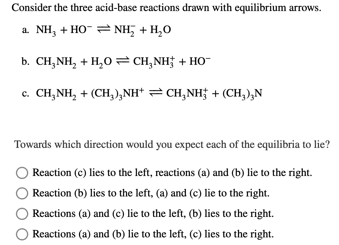 Solved Consider the three acid-base reactions drawn with | Chegg.com