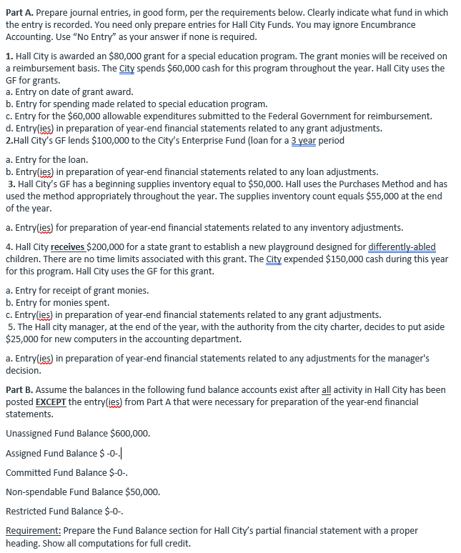Solved Part A. Prepare journal entries, in good form, per | Chegg.com