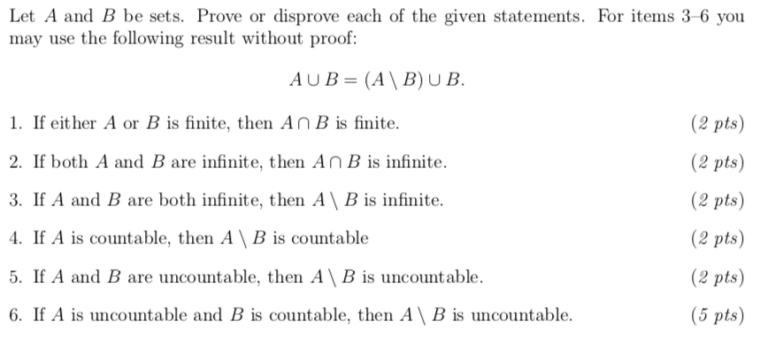 Solved Let A And B Be Sets. Prove Or Disprove Each Of The | Chegg.com