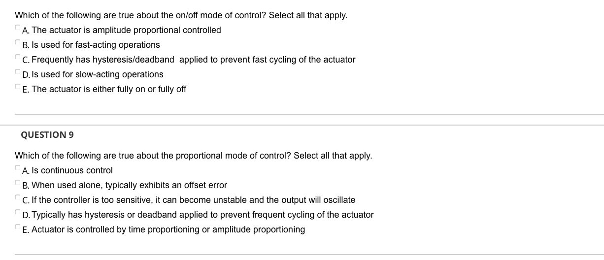 Solved Which of the following are true about the on/off mode | Chegg.com