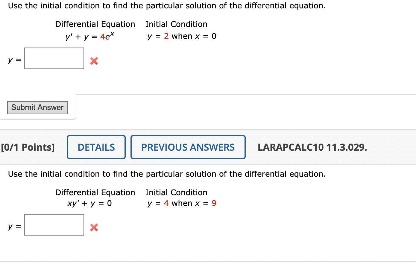 Solved Use the initial condition to find the particular | Chegg.com