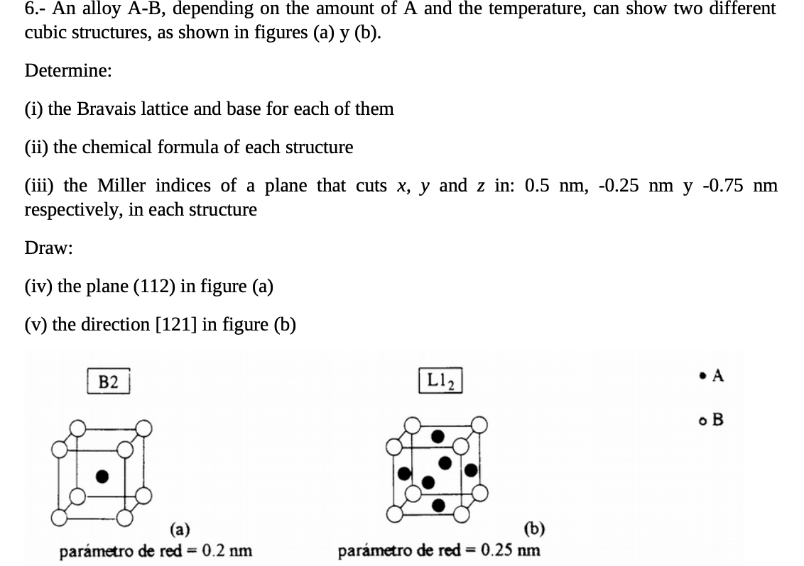 Solved 6.- An Alloy A-B, Depending On The Amount Of A And | Chegg.com