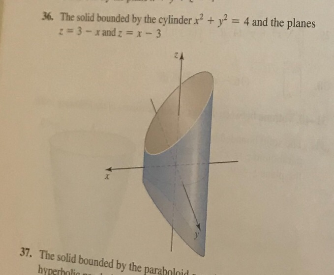 Solved 36. The solid bounded by the cylinder x + y2 = 4 and | Chegg.com