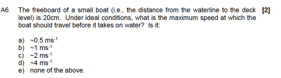 Solved The freeboard of a small boat (i.e., the distance | Chegg.com