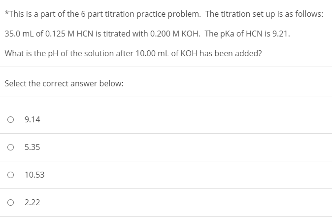 Solved *This Is A Part Of The 6 Part Titration Practice | Chegg.com