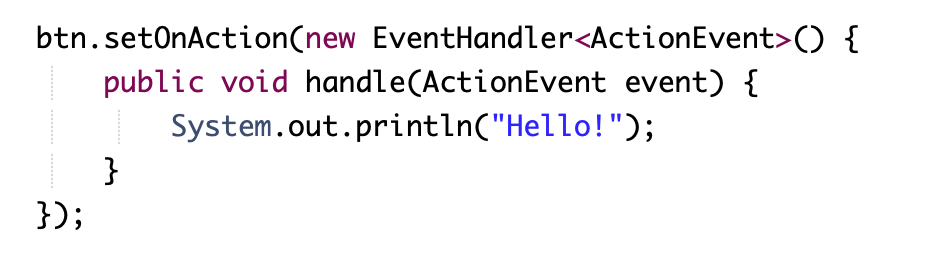 Solved btn. setOnAction(new EventHandler () \{ | Chegg.com