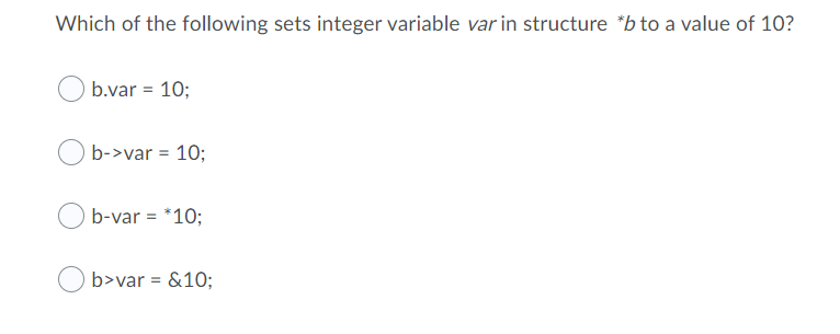 Solved Which of the following sets integer variable var in | Chegg.com