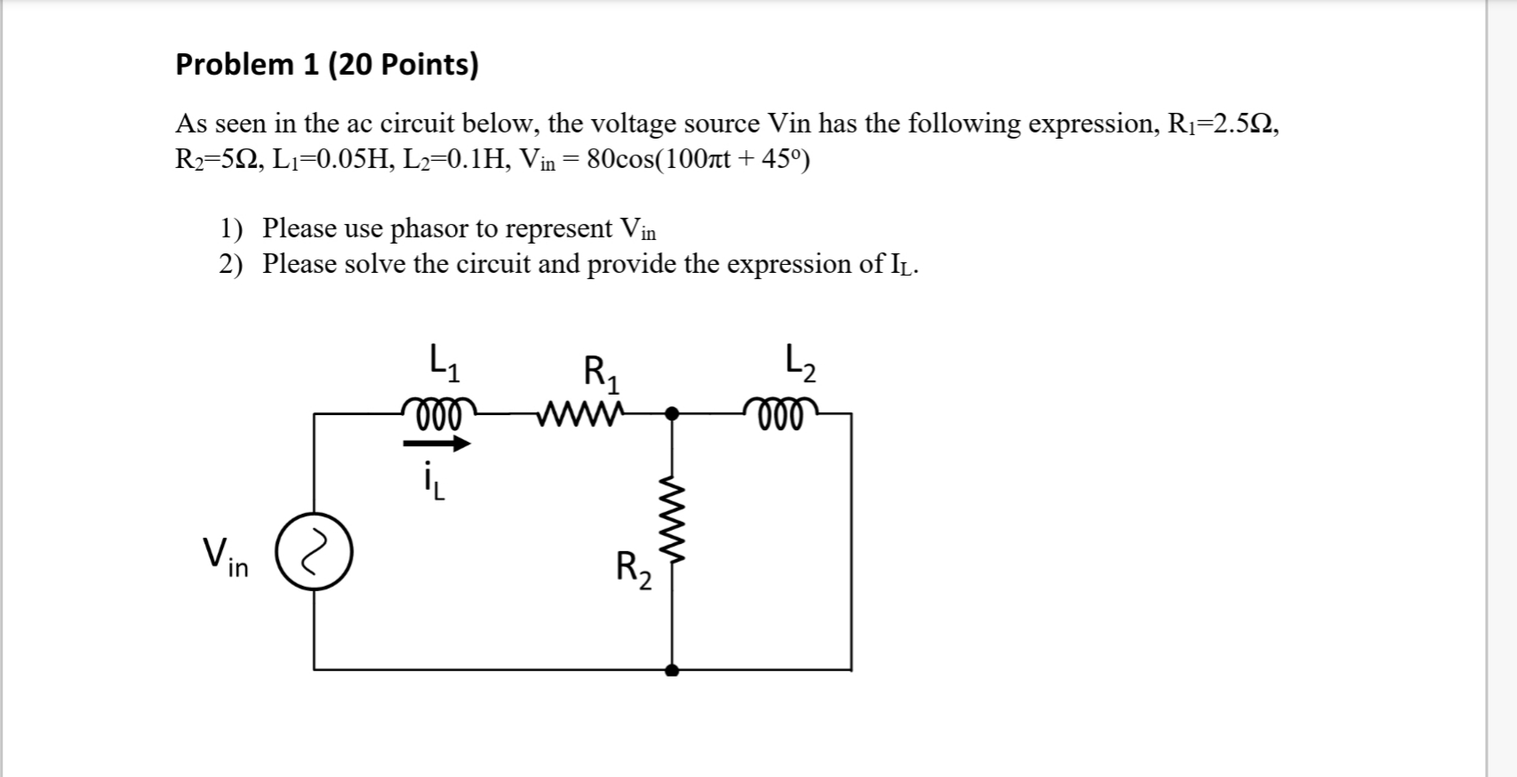 Solved Problem 1 (20 Points) As seen in the ac circuit | Chegg.com