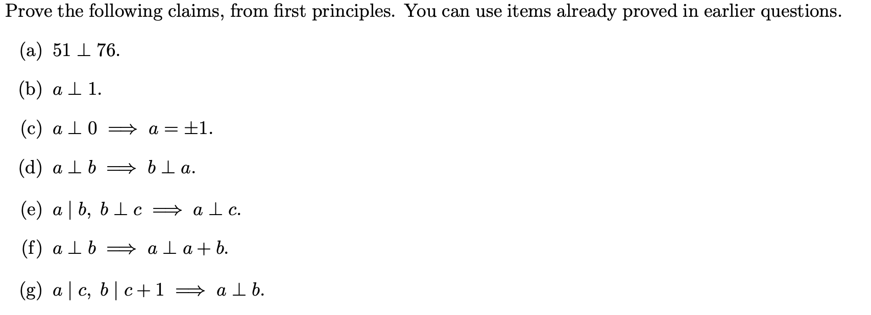 Solved Prove the following claims, from first principles. | Chegg.com
