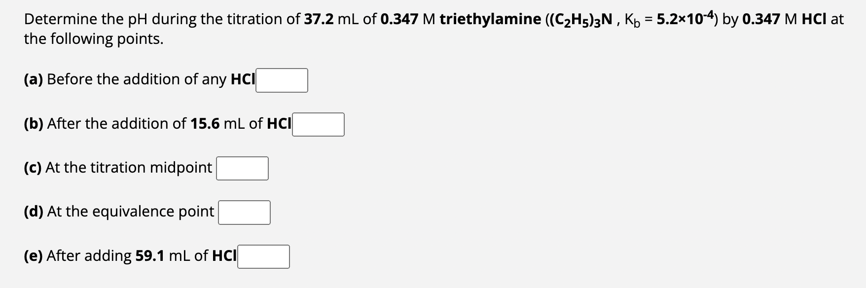 Solved Determine the pH during the titration of 37.2mL of | Chegg.com