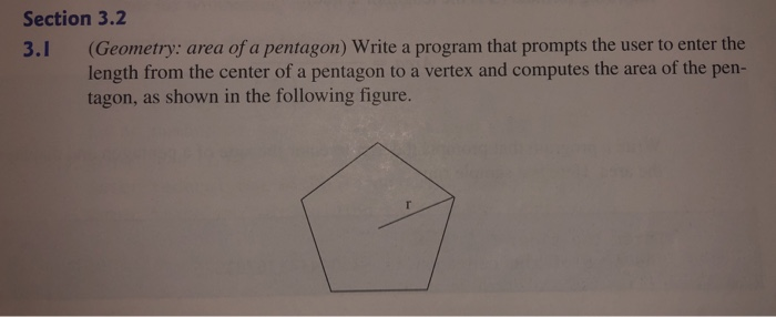Solved Section 3.2 (Geometry: area of a pentagon) Write a | Chegg.com