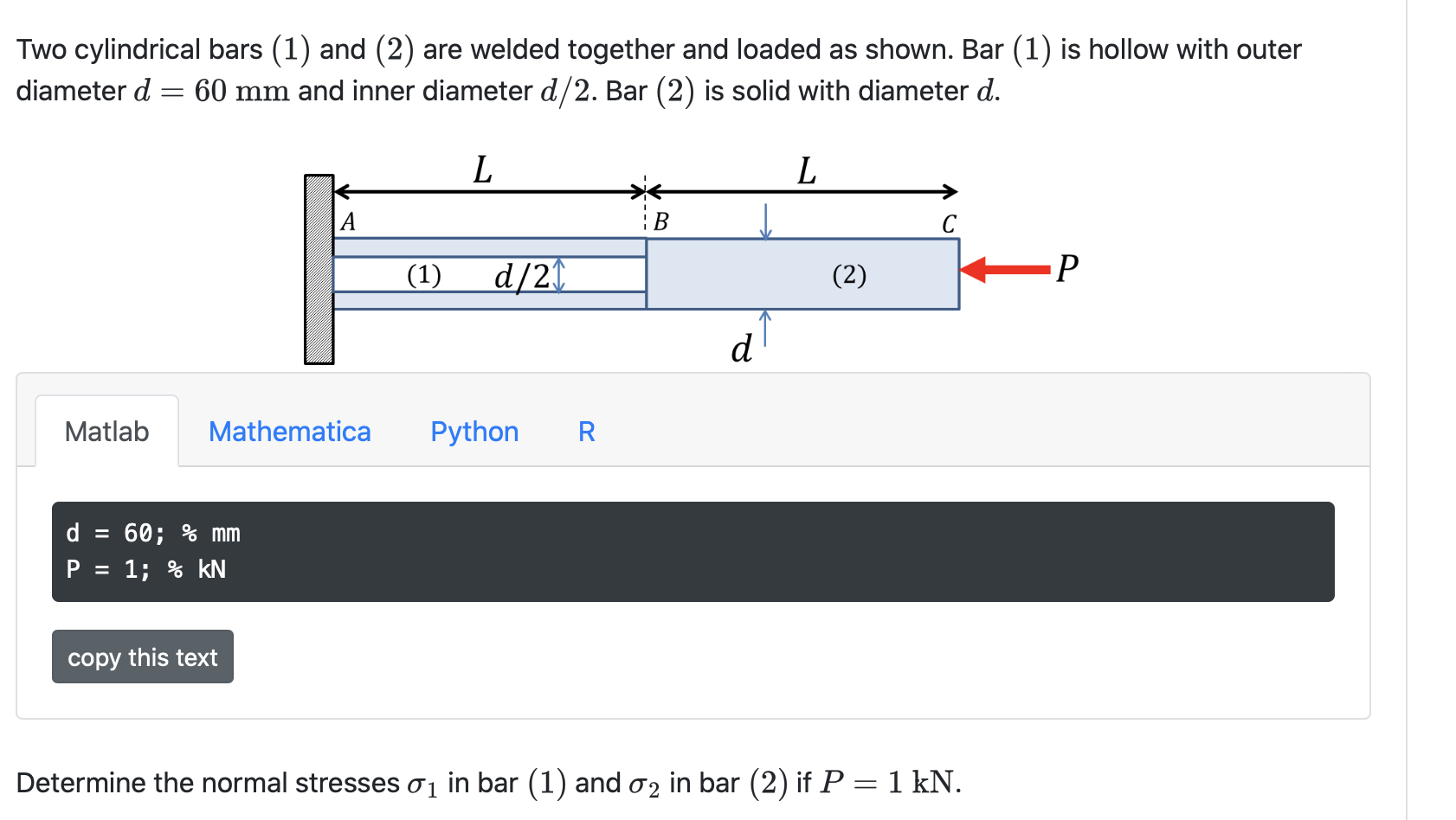 Solved Two Cylindrical Bars (1) And (2) Are Welded Together | Chegg.com