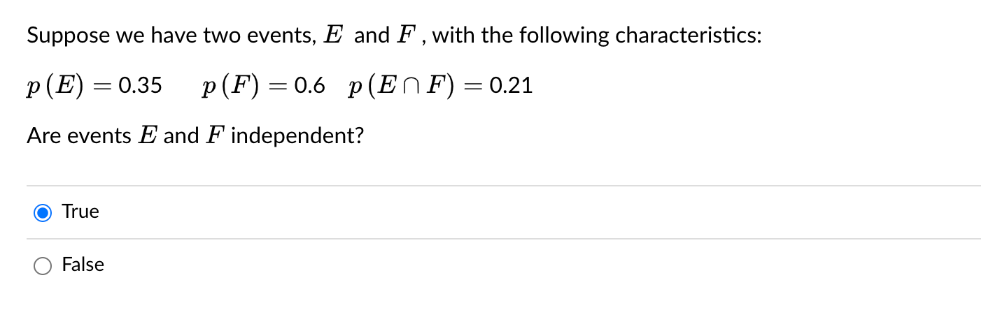 Solved Suppose we have two events, E and F, with the | Chegg.com