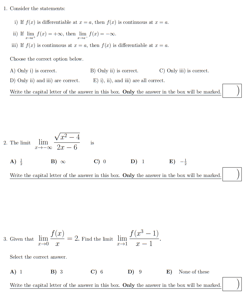 Solved 1. Consider The Statements: I) If F(x) Is 