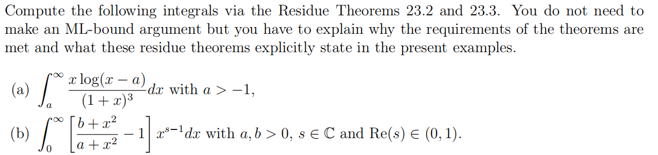 Solved Compute the following integrals via the Residue | Chegg.com