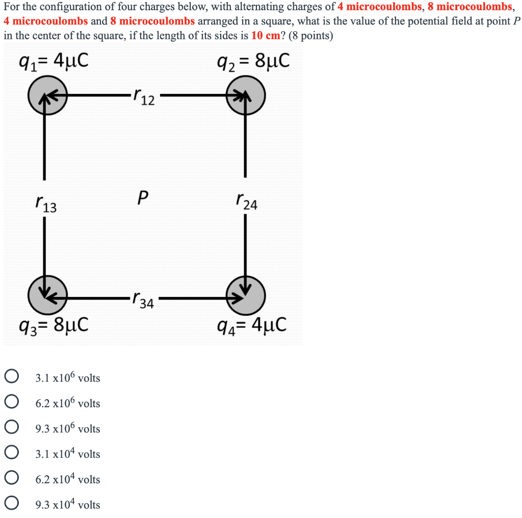 Solved For the configuration of four charges below, with | Chegg.com