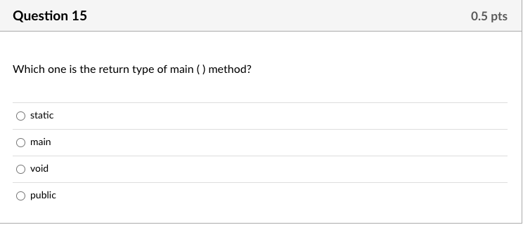 Solved Question 15 0.5 pts Which one is the return type of | Chegg.com