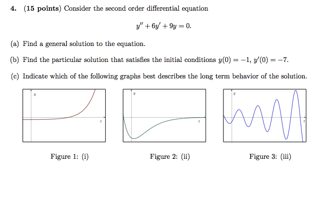 Solved 4. (15 points) Consider the second order differential | Chegg.com