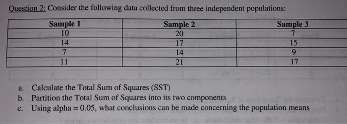 Solved Question 2: Consider the following data collected | Chegg.com