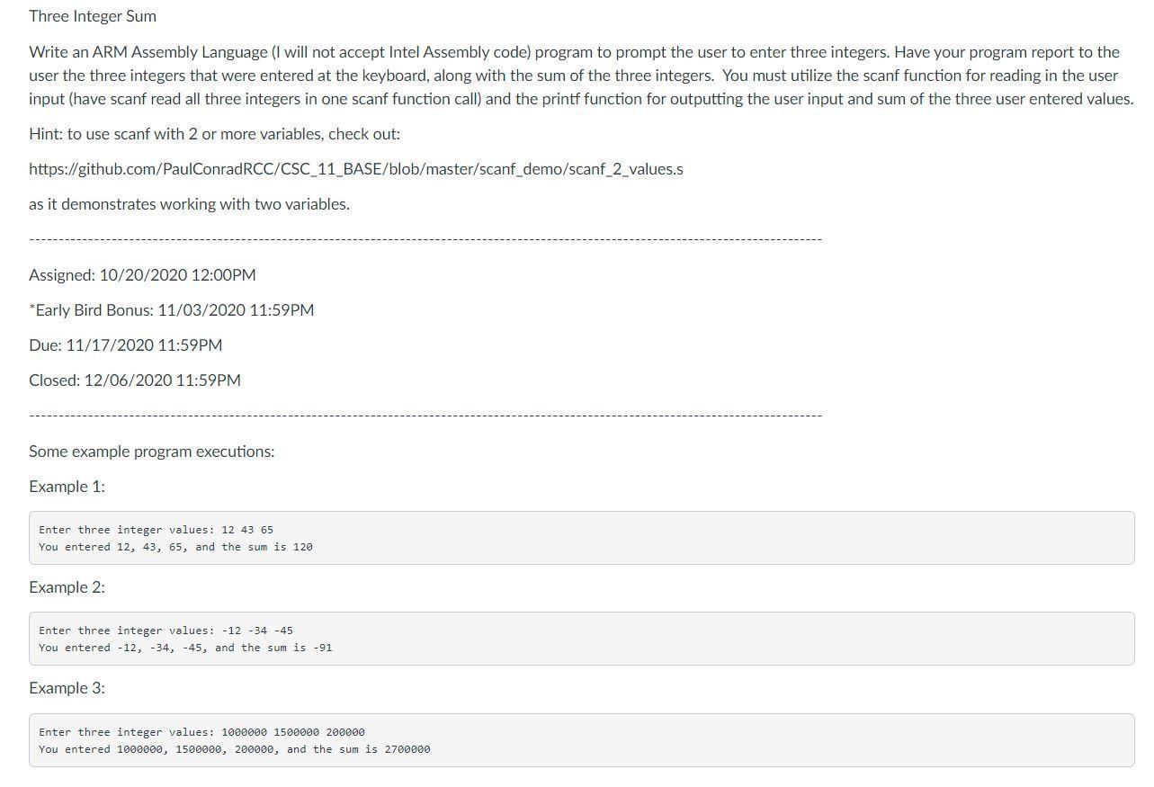 three-integer-sum-write-an-arm-assembly-language-i-chegg