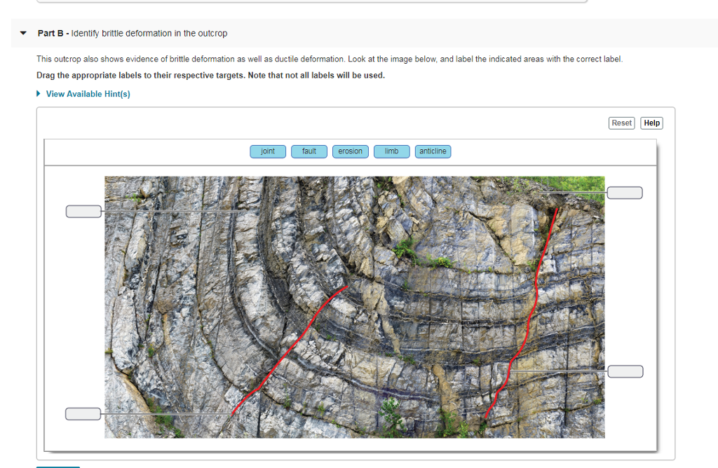 Solved Part B Identify Brittle Deformation In The Outcrop | Chegg.com