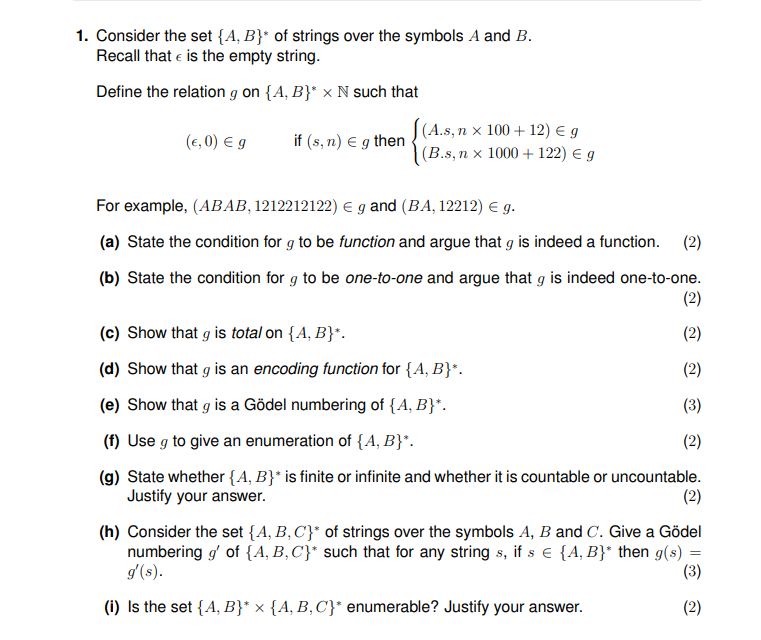 Solved 1. Consider The Set {A, B} Of Strings Over The | Chegg.com