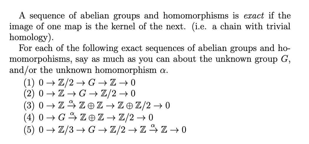 A Sequence Of Abelian Groups And Homomorphisms Is | Chegg.com