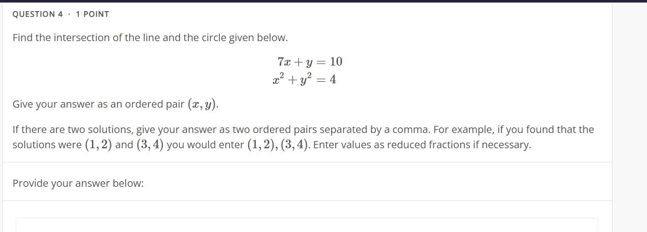 Solved QUESTION 4 - 1 ﻿POINTFind the intersection of the | Chegg.com