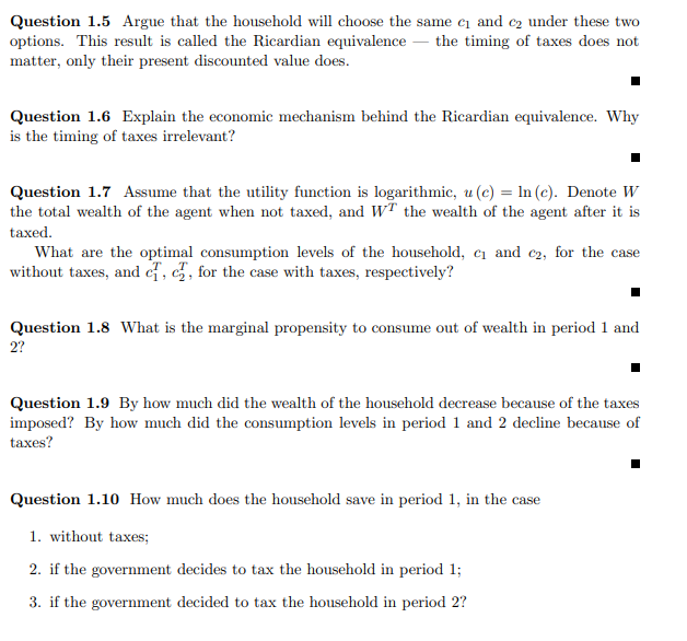 Solved 1 Ricardian equivalence and consumption smoothing In | Chegg.com