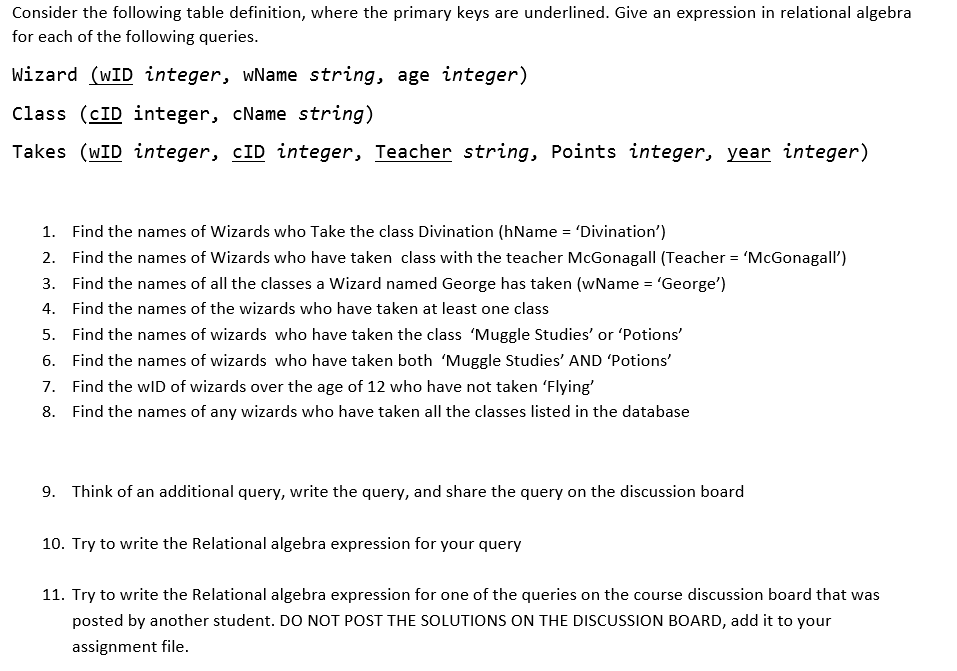 Solved Consider the following table definition, where the | Chegg.com