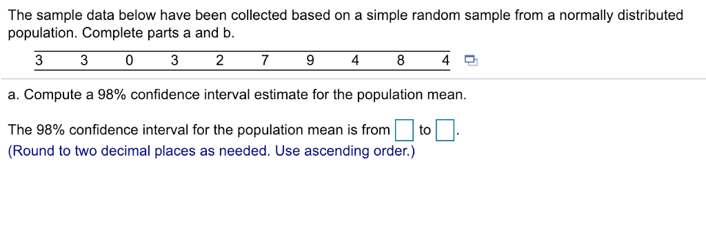 Solved The sample data below have been collected based on a | Chegg.com