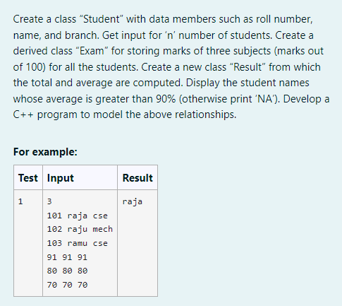 Solved Create a class "Student" with data members such as | Chegg.com