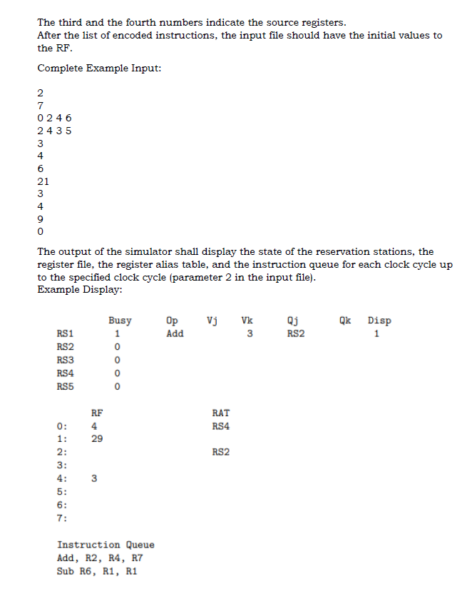 Solved write a simulator for Tomasulo's algorithm. You can | Chegg.com