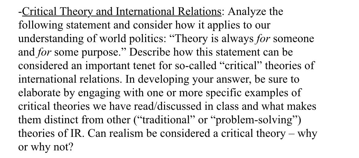 critical thinking international relations