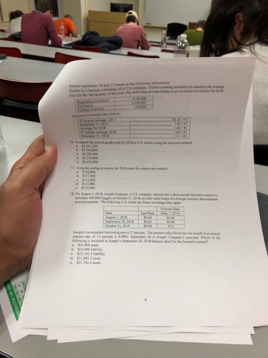 Solved Answer questions 16 and 17 based on the following | Chegg.com