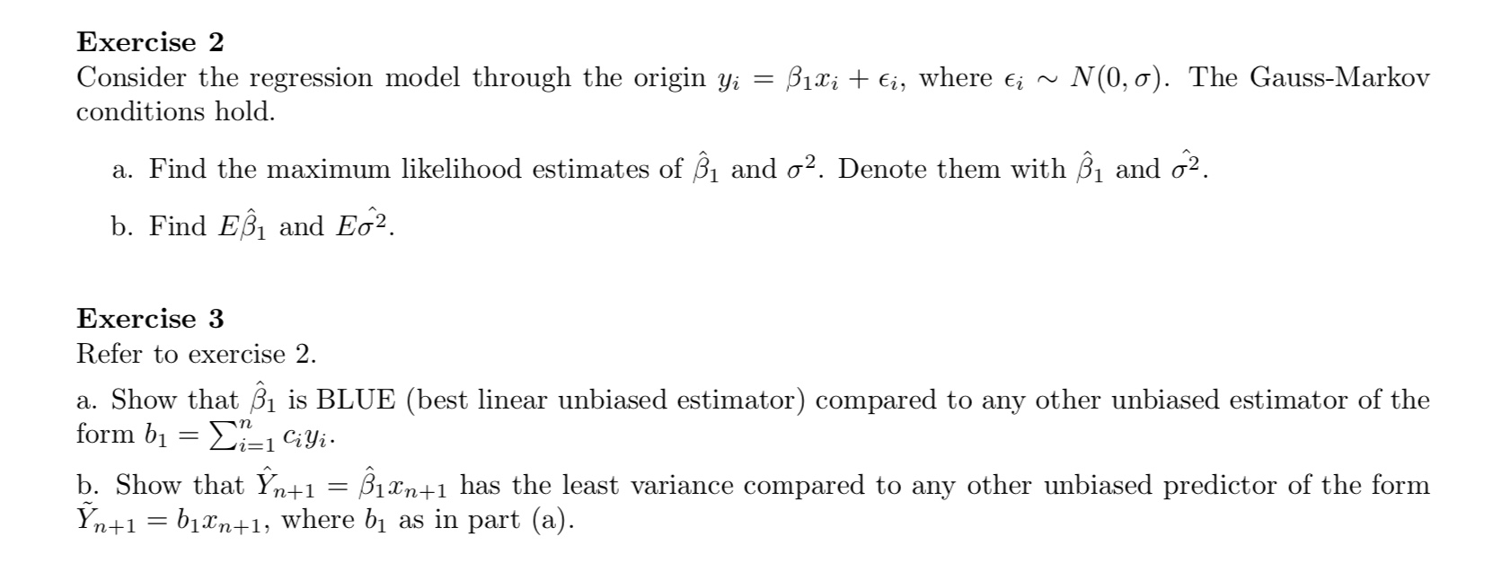 Solved Exercise 2 Consider the regression model through the | Chegg.com