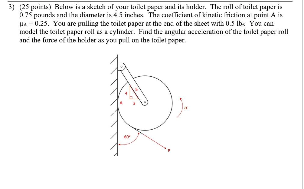 Solved 3) (25 points) Below is a sketch of your toilet paper | Chegg.com