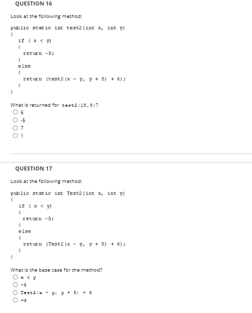 Solved QUESTION 16 Look at the following method: public | Chegg.com
