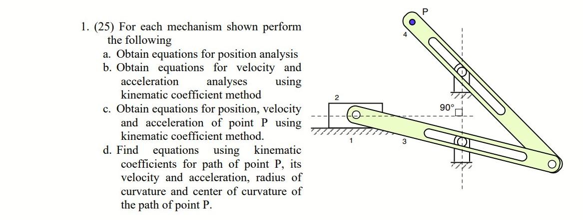 Solved 2 90° 1. (25) For Each Mechanism Shown Perform The | Chegg.com