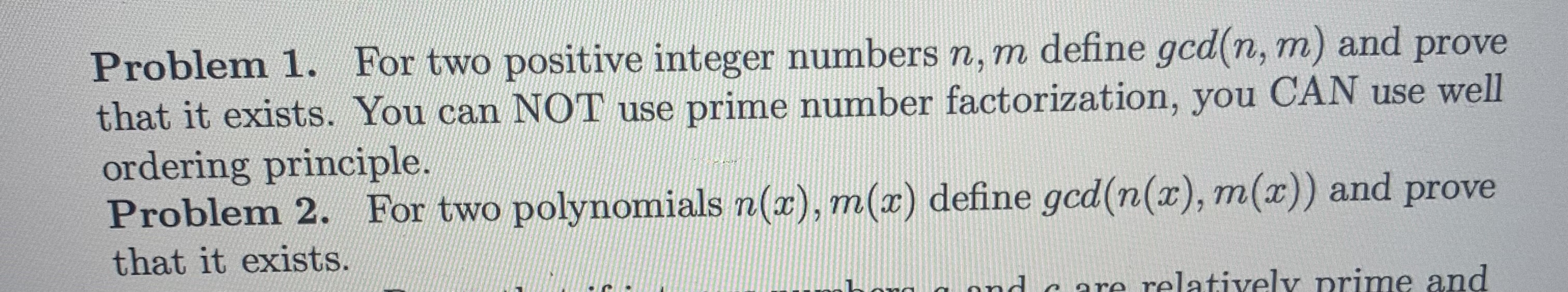 Solved Problem 1. ﻿For two positive integer numbers n,m | Chegg.com