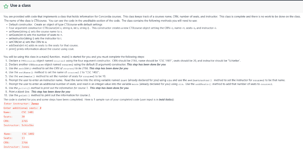 Solved #include using namespace std; class | Chegg.com