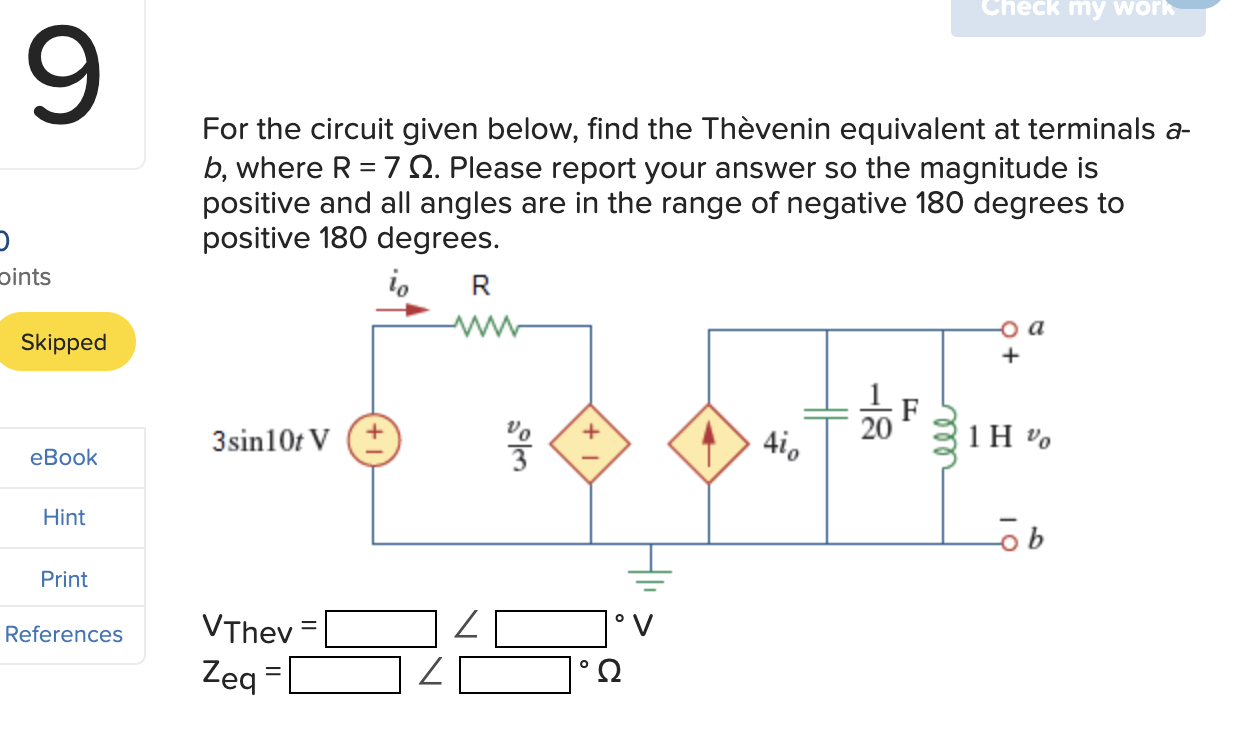Solved For the circuit given below, find the Thèvenin | Chegg.com