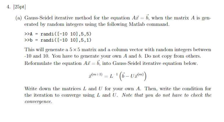 Solved (a) Gauss-Seidel Iterative Method For The Equation | Chegg.com