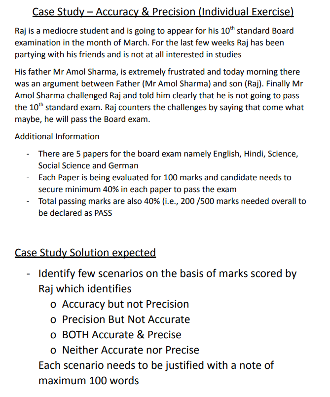 Solved Case Study - Accuracy & Precision (Individual | Chegg.com
