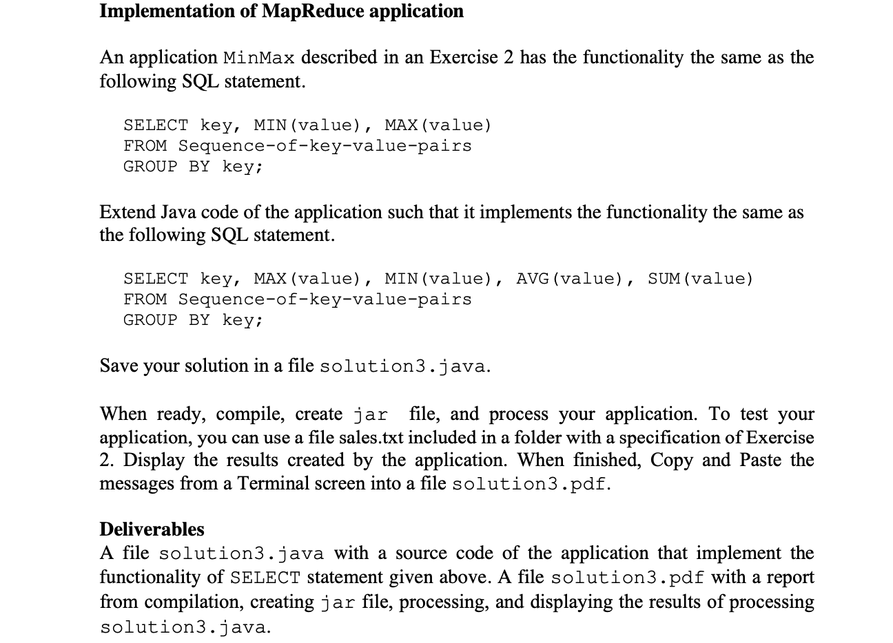 Solved Implementation Of MapReduce Application An Chegg Com