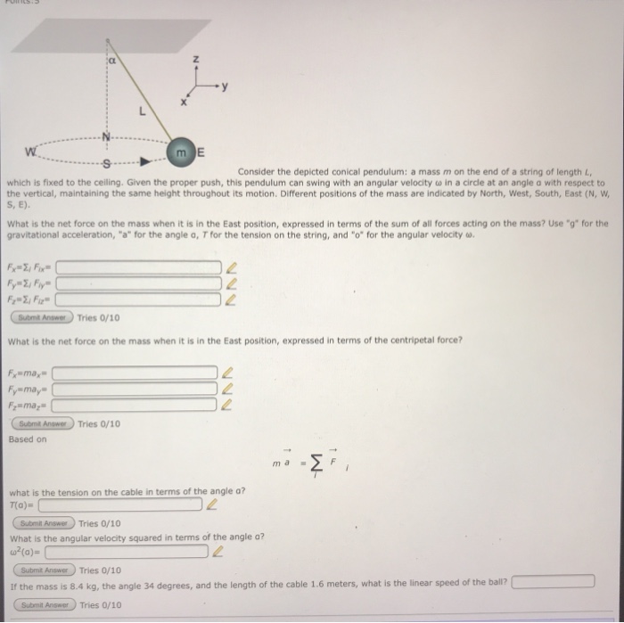 Solved CL Consider the depicted conical pendulum: a mass m | Chegg.com