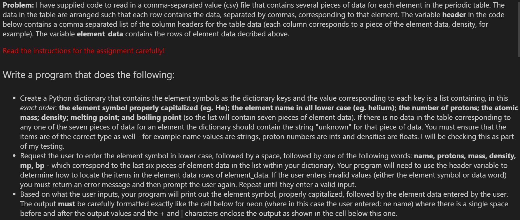 Solved Problem: I have supplied code to read in a | Chegg.com