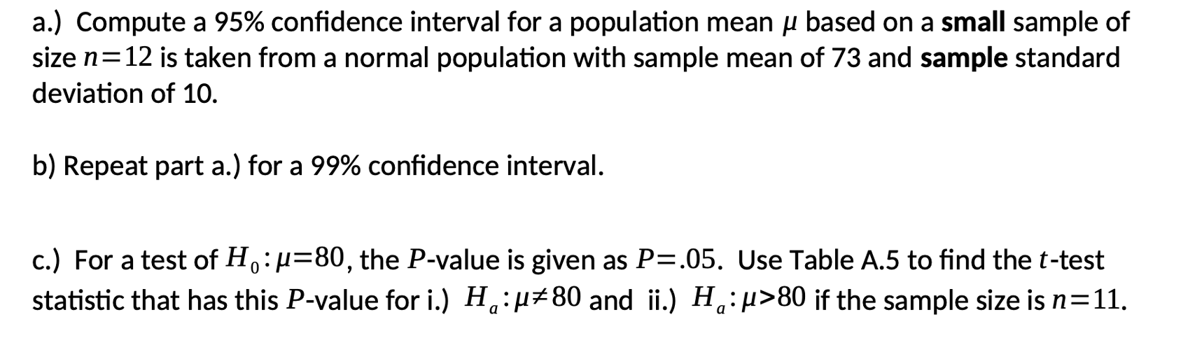 Solved Appendix Tables A-9 Table A.5 Critical Values for t | Chegg.com
