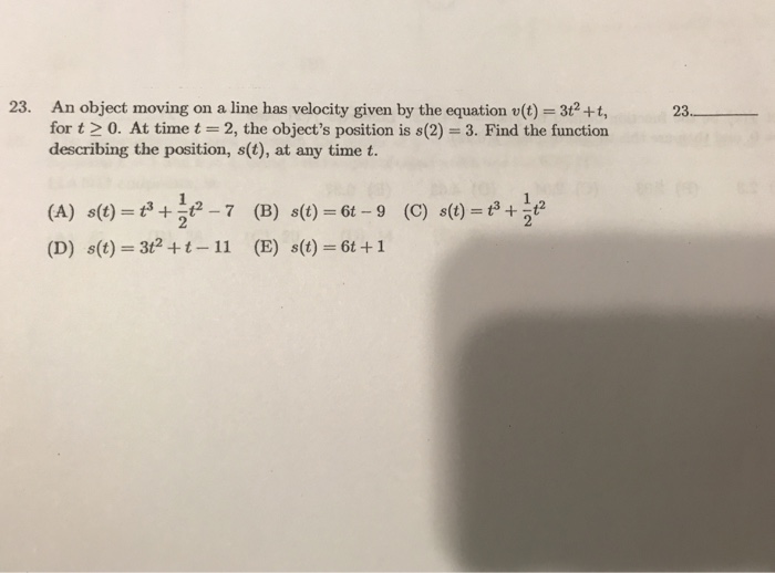 Solved An object moving on a line has velocity given by the | Chegg.com